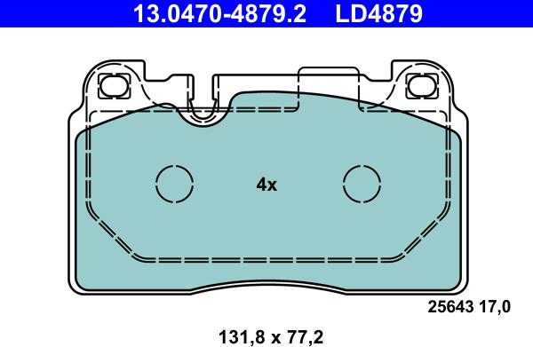 ATE 13.0470-4879.2 - Bremsbelagsatz, Scheibenbremse alexcarstop-ersatzteile.com