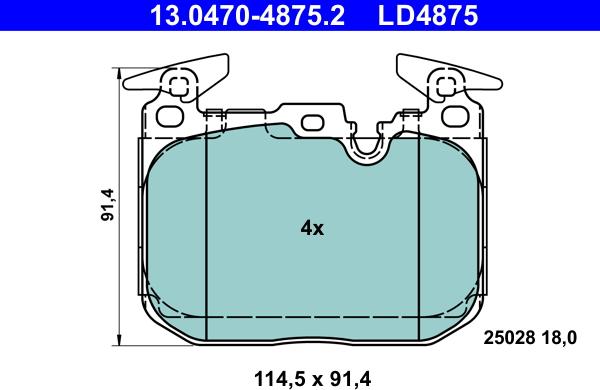 ATE 13.0470-4875.2 - Bremsbelagsatz, Scheibenbremse alexcarstop-ersatzteile.com