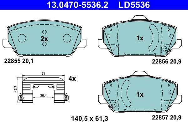 ATE 13.0470-5536.2 - Bremsbelagsatz, Scheibenbremse alexcarstop-ersatzteile.com