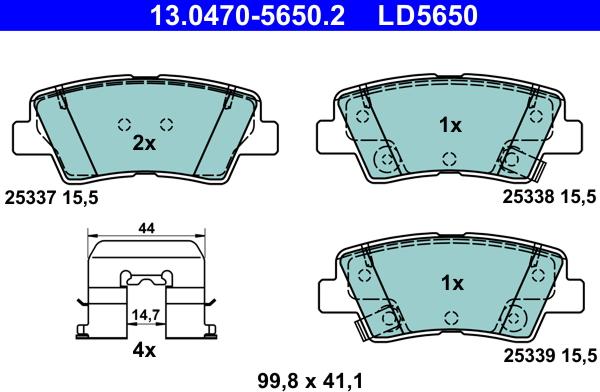 ATE 13.0470-5650.2 - Bremsbelagsatz, Scheibenbremse alexcarstop-ersatzteile.com