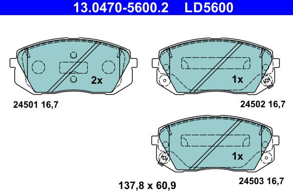 ATE 13.0470-5600.2 - Bremsbelagsatz, Scheibenbremse alexcarstop-ersatzteile.com