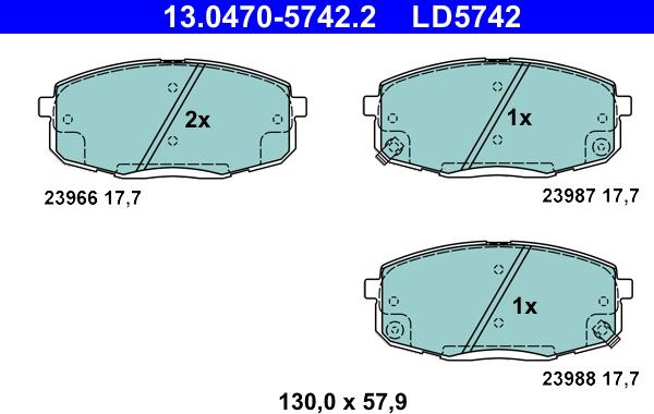 ATE 13.0470-5742.2 - Bremsbelagsatz, Scheibenbremse alexcarstop-ersatzteile.com