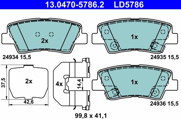 ATE 13.0470-5786.2 - Bremsbelagsatz, Scheibenbremse alexcarstop-ersatzteile.com