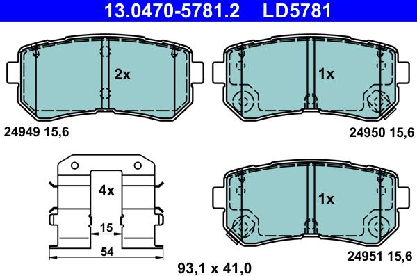 ATE 13.0470-5781.2 - Bremsbelagsatz, Scheibenbremse alexcarstop-ersatzteile.com