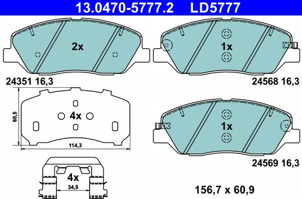 ATE 13.0470-5777.2 - Bremsbelagsatz, Scheibenbremse alexcarstop-ersatzteile.com