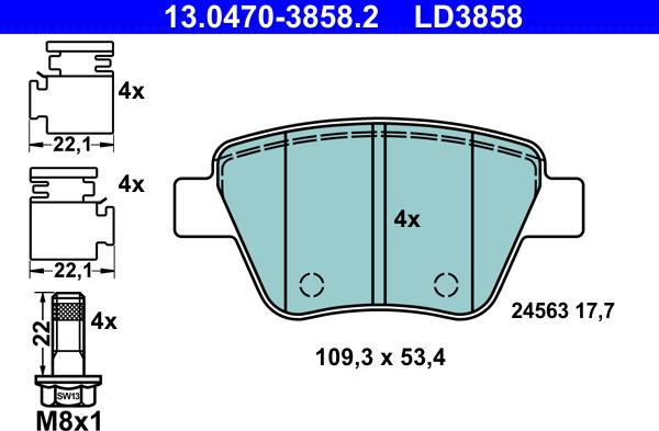 ATE 13.0470-3858.2 - Bremsbelagsatz, Scheibenbremse alexcarstop-ersatzteile.com