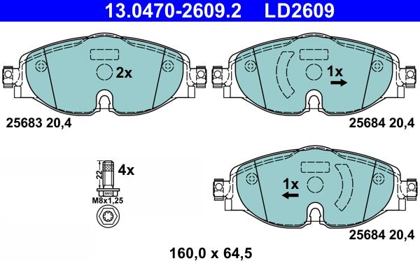 ATE 13.0470-2609.2 - Bremsbelagsatz, Scheibenbremse alexcarstop-ersatzteile.com