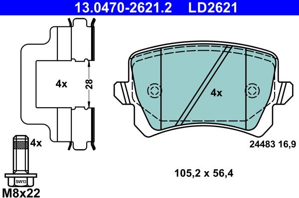 ATE 13.0470-2621.2 - Bremsbelagsatz, Scheibenbremse alexcarstop-ersatzteile.com