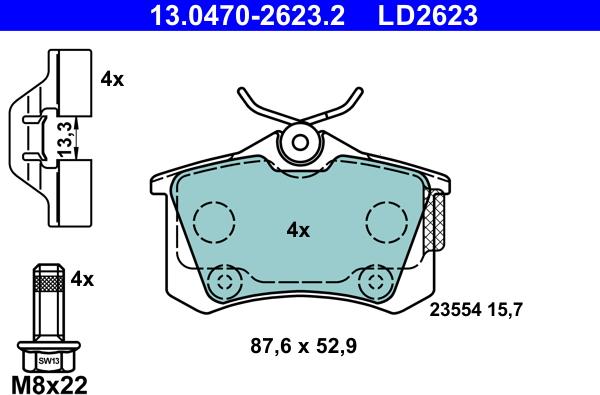 ATE 13.0470-2623.2 - Bremsbelagsatz, Scheibenbremse alexcarstop-ersatzteile.com