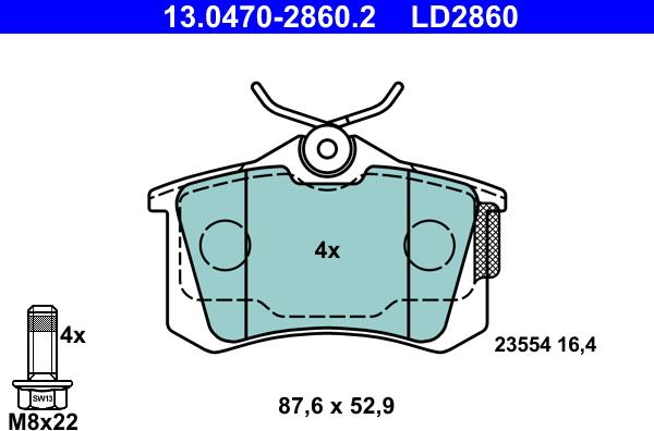 ATE 13.0470-2860.2 - Bremsbelagsatz, Scheibenbremse alexcarstop-ersatzteile.com