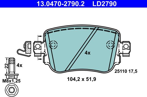 ATE 13.0470-2790.2 - Bremsbelagsatz, Scheibenbremse alexcarstop-ersatzteile.com