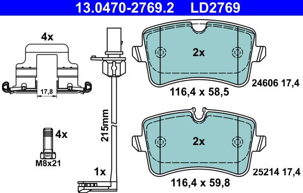 ATE 13.0470-2769.2 - Bremsbelagsatz, Scheibenbremse alexcarstop-ersatzteile.com