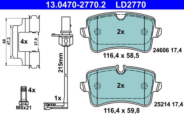 ATE 13.0470-2770.2 - Bremsbelagsatz, Scheibenbremse alexcarstop-ersatzteile.com