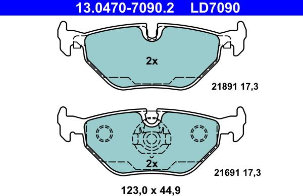 ATE 13.0470-7090.2 - Bremsbelagsatz, Scheibenbremse alexcarstop-ersatzteile.com