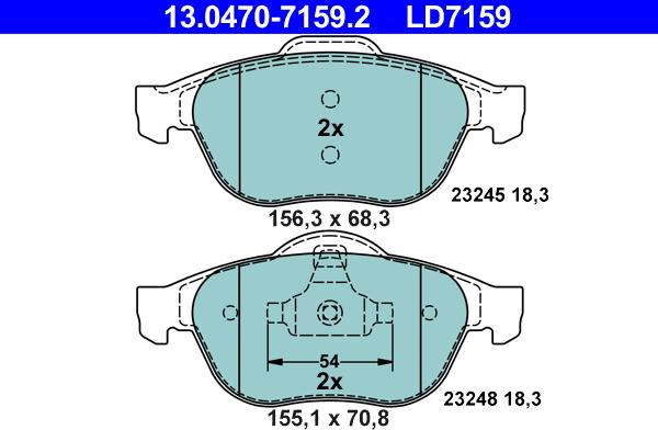 ATE 13.0470-7159.2 - Bremsbelagsatz, Scheibenbremse alexcarstop-ersatzteile.com