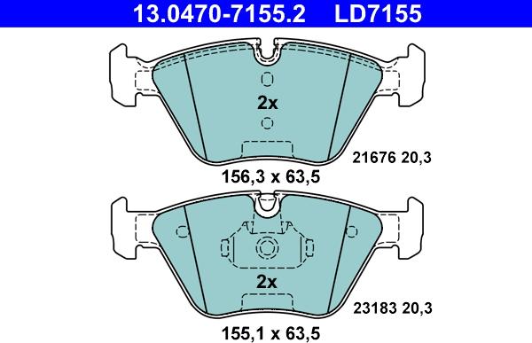 ATE 13.0470-7155.2 - Bremsbelagsatz, Scheibenbremse alexcarstop-ersatzteile.com