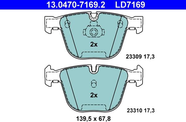 ATE 13.0470-7169.2 - Bremsbelagsatz, Scheibenbremse alexcarstop-ersatzteile.com