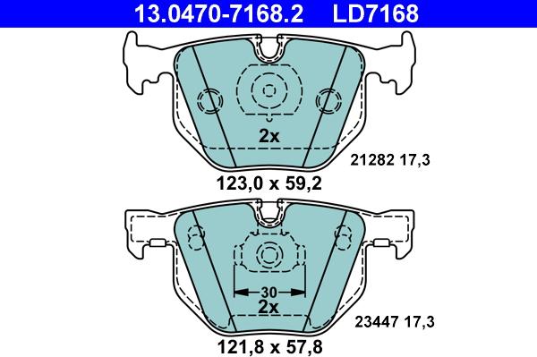 ATE 13.0470-7168.2 - Bremsbelagsatz, Scheibenbremse alexcarstop-ersatzteile.com