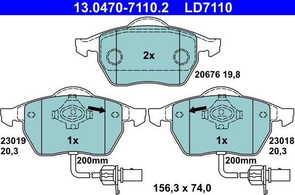 ATE 13.0470-7110.2 - Bremsbelagsatz, Scheibenbremse alexcarstop-ersatzteile.com