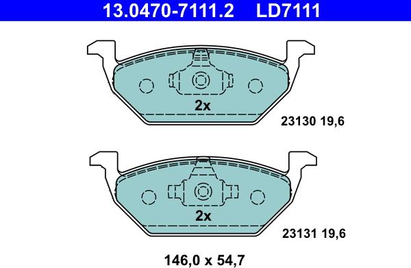 ATE 13.0470-7111.2 - Bremsbelagsatz, Scheibenbremse alexcarstop-ersatzteile.com