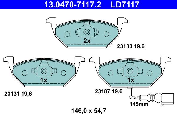 ATE 13.0470-7117.2 - Bremsbelagsatz, Scheibenbremse alexcarstop-ersatzteile.com