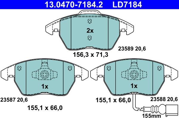 ATE 13.0470-7184.2 - Bremsbelagsatz, Scheibenbremse alexcarstop-ersatzteile.com