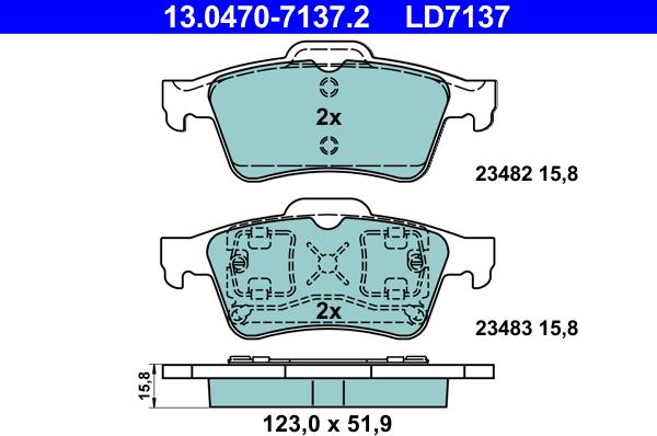 ATE 13.0470-7137.2 - Bremsbelagsatz, Scheibenbremse alexcarstop-ersatzteile.com