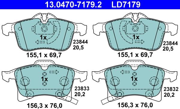 ATE 13.0470-7179.2 - Bremsbelagsatz, Scheibenbremse alexcarstop-ersatzteile.com