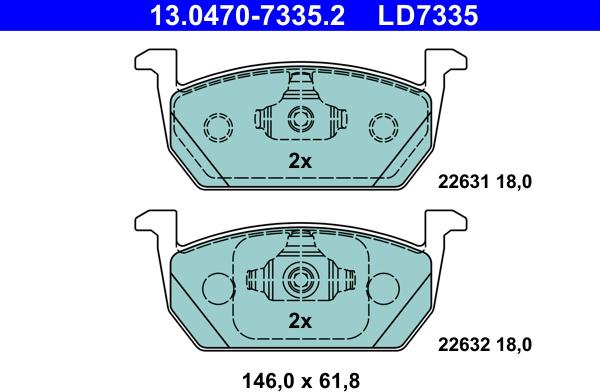 ATE 13.0470-7335.2 - Bremsbelagsatz, Scheibenbremse alexcarstop-ersatzteile.com