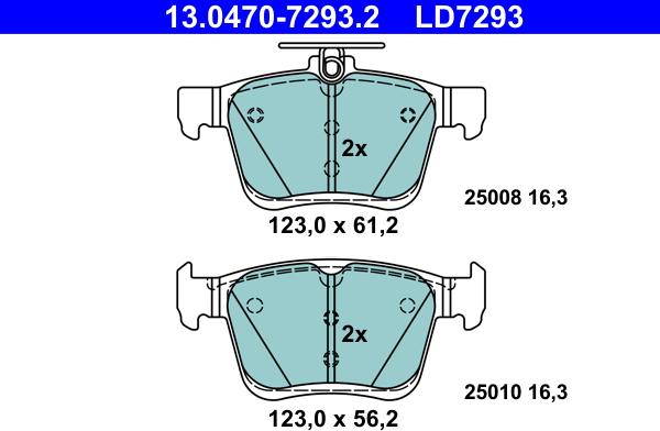 ATE 13.0470-7293.2 - Bremsbelagsatz, Scheibenbremse alexcarstop-ersatzteile.com