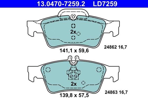 ATE 13.0470-7259.2 - Bremsbelagsatz, Scheibenbremse alexcarstop-ersatzteile.com