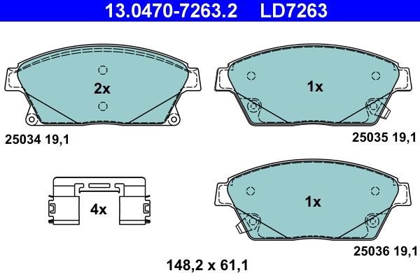 ATE 13.0470-7263.2 - Bremsbelagsatz, Scheibenbremse alexcarstop-ersatzteile.com