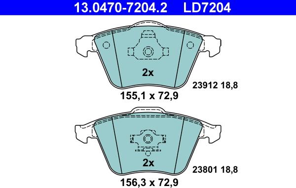 ATE 13.0470-7204.2 - Bremsbelagsatz, Scheibenbremse alexcarstop-ersatzteile.com