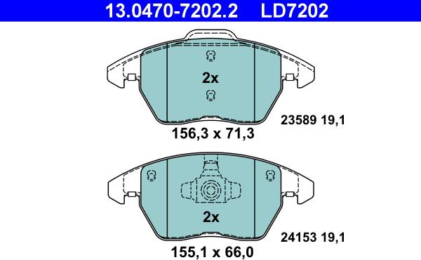 ATE 13.0470-7202.2 - Bremsbelagsatz, Scheibenbremse alexcarstop-ersatzteile.com