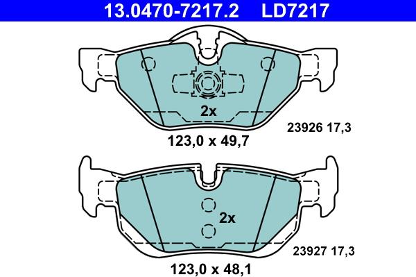 ATE 13.0470-7217.2 - Bremsbelagsatz, Scheibenbremse alexcarstop-ersatzteile.com