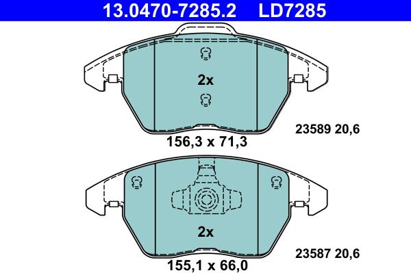 ATE 13.0470-7285.2 - Bremsbelagsatz, Scheibenbremse alexcarstop-ersatzteile.com