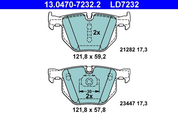 ATE 13.0470-7232.2 - Bremsbelagsatz, Scheibenbremse alexcarstop-ersatzteile.com