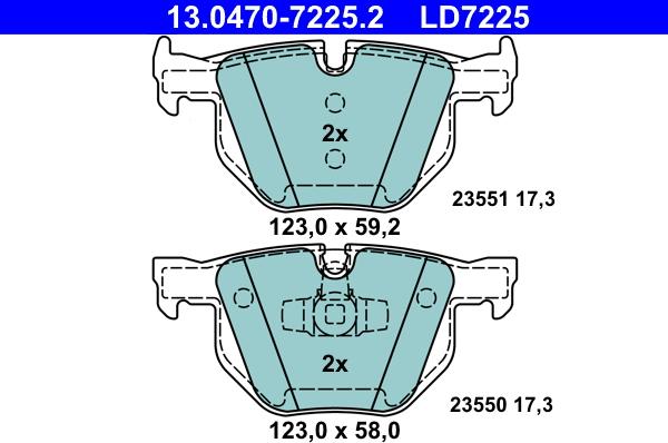 ATE 13.0470-7225.2 - Bremsbelagsatz, Scheibenbremse alexcarstop-ersatzteile.com