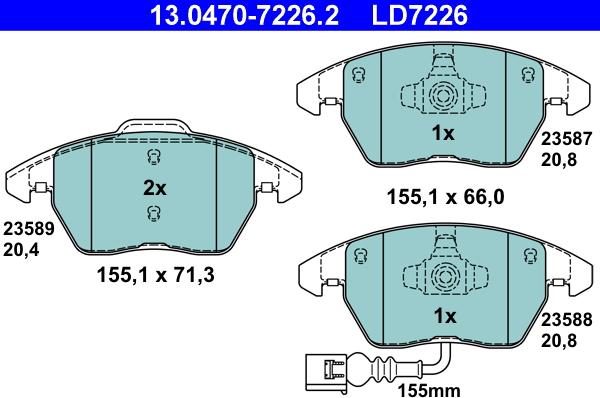 ATE 13.0470-7226.2 - Bremsbelagsatz, Scheibenbremse alexcarstop-ersatzteile.com