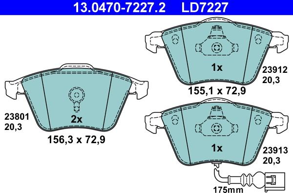 ATE 13.0470-7227.2 - Bremsbelagsatz, Scheibenbremse alexcarstop-ersatzteile.com