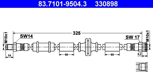 ATE 83.7101-9504.3 - Bremsschlauch alexcarstop-ersatzteile.com