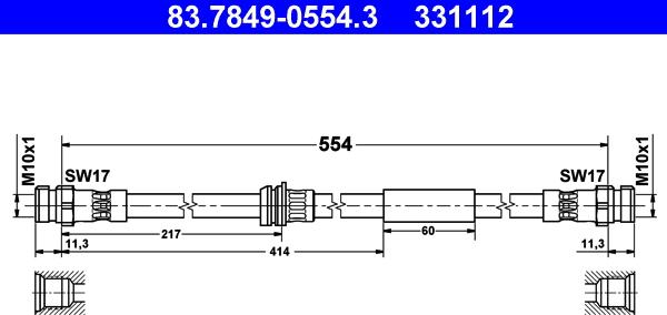 ATE 83.7849-0554.3 - Bremsschlauch alexcarstop-ersatzteile.com