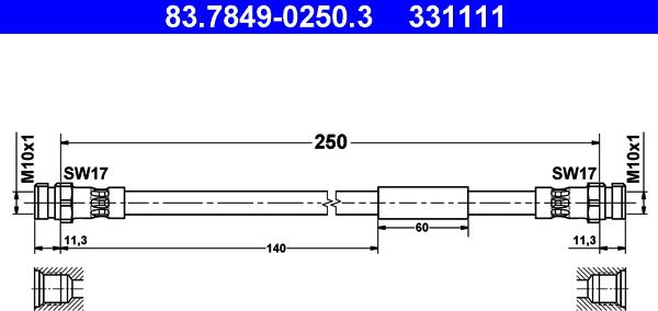 ATE 83.7849-0250.3 - Bremsschlauch alexcarstop-ersatzteile.com