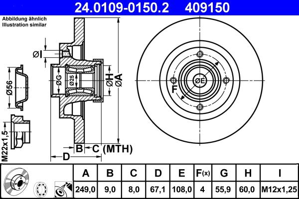 ATE 24.0109-0150.2 - Bremsscheibe alexcarstop-ersatzteile.com