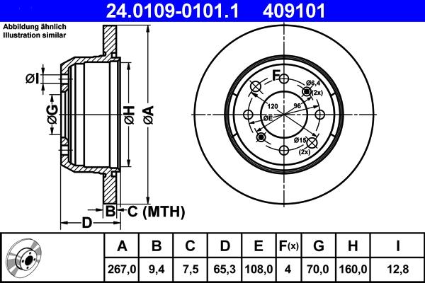 ATE 24.0109-0101.1 - Bremsscheibe alexcarstop-ersatzteile.com