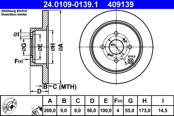 ATE 24.0109-0139.1 - Bremsscheibe alexcarstop-ersatzteile.com