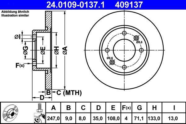 ATE 24.0109-0137.1 - Bremsscheibe alexcarstop-ersatzteile.com