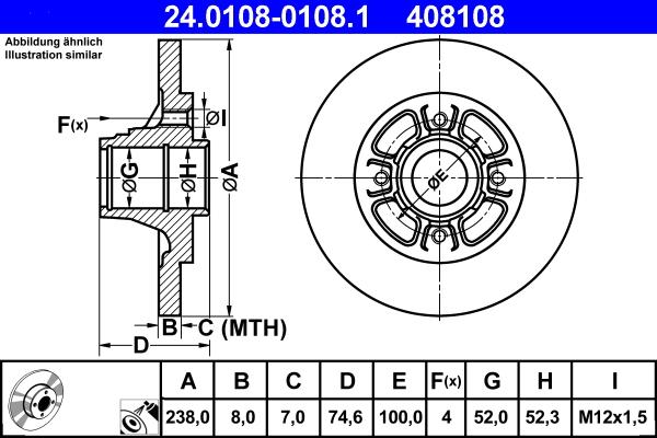 ATE 24.0108-0108.1 - Bremsscheibe alexcarstop-ersatzteile.com