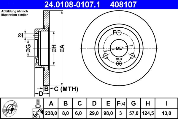 ATE 24.0108-0107.1 - Bremsscheibe alexcarstop-ersatzteile.com