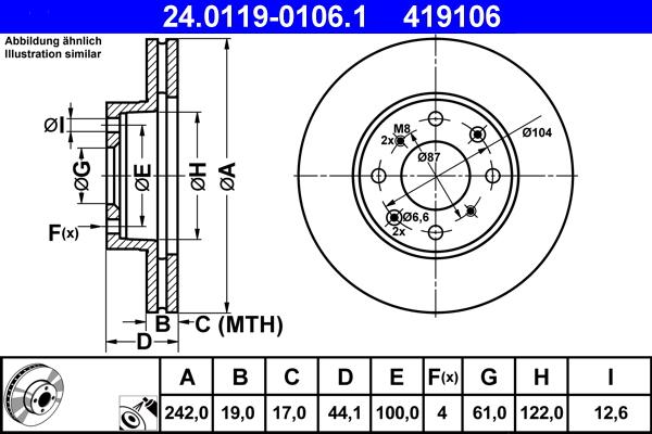 ATE 24.0119-0106.1 - Bremsscheibe alexcarstop-ersatzteile.com